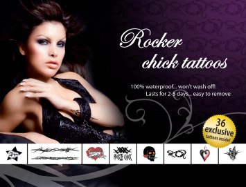 Sada dočasných erotických tetování Rocker Chick
