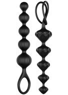 Anální kuličky, korále, řetězy: Sada silikonových análních kuliček Satisfyer Beads - černé (2 ks)
