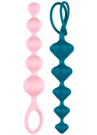 Anální kuličky, korále, řetězy: Sada silikonových análních kuliček Satisfyer Beads - barevné