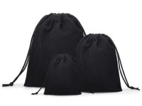 Dárkové balení - pytlíčky, krabičky a tašky: Dárkový sametový pytlík - černý (různé velikosti)
