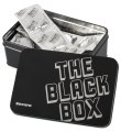 Černé kondomy s výstupky v plechové dóze Secura The Black Box, 50 ks