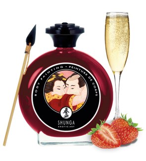 Slíbatelný bodypainting Shunga Sparkling Strawberry Wine (100 ml)