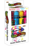 Bodypainting (barvy na tělo): Slíbatelný bodypainting Bodylicious Body Pens, 4 příchutě (4 x 55 g)