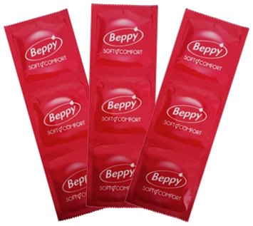 Červené kondomy Beppy jahoda (72 ks)