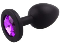 Anální kolíky s krystalem: Silikonový anální kolík se šperkem (tmavě fialový)