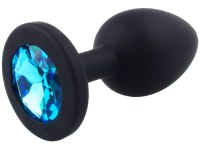 Anální kolíky s krystalem: Silikonový anální kolík se šperkem (světle modrý)