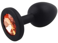 Anální kolíky s krystalem: Silikonový anální kolík se šperkem (oranžový)