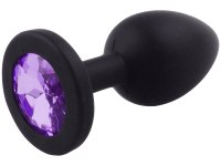 Anální kolíky s krystalem: Silikonový anální kolík se šperkem (světle fialový)