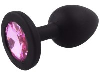 Anální kolíky s krystalem: Silikonový anální kolík se šperkem (světle růžový)