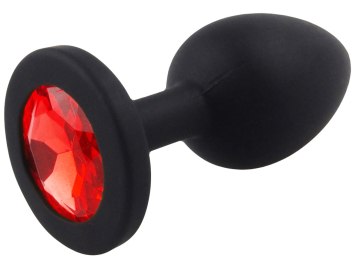 Silikonový anální kolík se šperkem (červený)