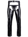 Lakované pánské kalhoty s velkým otvorem v rozkroku + tanga (Black Level)