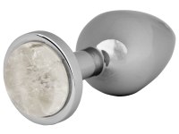 Anální kolíky s krystalem: Kovový anální kolík s křišťálem Clear Quartz Butt Plug