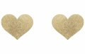 Třpytivé samolepky na bradavky Flash Heart (zlaté)