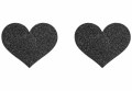 Třpytivé samolepky na bradavky Flash Heart (černé)