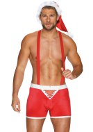 Vánoční oblečení a kostýmky: Vánoční kostým Mr. Claus – boxerky s kšandami a čepice