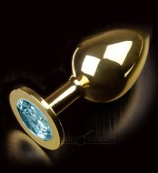 Anální kolíky s krystalem: Kovový anální kolík se šperkem Dolce Piccante (modrý)