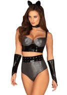 Sexy dámské kostýmy (roleplay): Set prádla + pásek, obojek, návleky na ruce a čelenka s oušky Obsessive Silveria