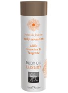 Erotické masážní oleje: Jedlý masážní olej Shiatsu Body Oil Luxury Green tea & Tangerine (75 ml)