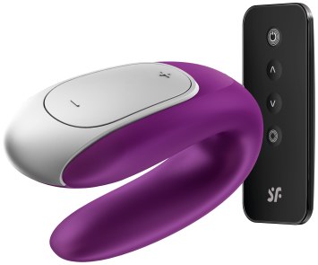 Párový vibrátor s dálkovým ovladačem Satisfyer Double Fun Violet (ovládaný mobilem)