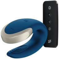 Párové vibrátory: Párový vibrátor s dálkovým ovladačem Satisfyer Double Love Blue (ovládaný mobilem)