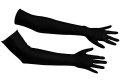 Dlouhé saténové rukavice - černé