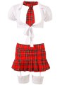 Kostým Školačka – top, minisukně, kalhotky, kravata a punčochy (Cottelli Collection)