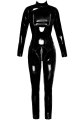 Lakovaný dámský overal s třícestným zipem a zipy na prsou (Black Level)