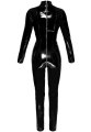 Lakovaný dámský overal s třícestným zipem a zipy na prsou (Black Level)