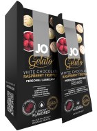 Lubrikační gely s příchutí, na orální sex: Lubrikační gel System JO Gelato Malinové lanýže v bílé čokoládě (10 ml)