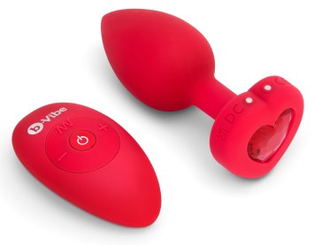 Vibrační anální kolík se srdíčkem B-Vibe Scarlet Ruby M/L