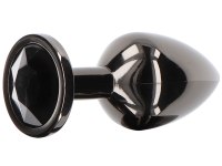 Anální kolíky s krystalem: Anální kolík se šperkem Medium, černý (Taboom)