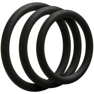 Nevibrační erekční kroužky: Sada tenkých erekčních kroužků OptiMALE Thin (3 ks) – černé