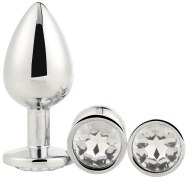 Sady erotických pomůcek: Set kovových análních kolíků se šperkem Silver Plug Set (Dream Toys)