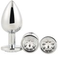 Set kovových análních kolíků se šperkem Silver Plug Set (Dream Toys)