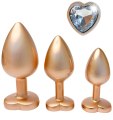 Set kovových análních kolíků se srdíčkem Pearl Gold Plug Set (Dream Toys)