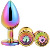 Anální kolíky s krystalem: Set kovových análních kolíků se šperkem Multicolour Plug Set (Dream Toys)