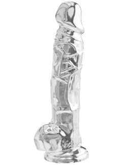 Realistické transparentní dildo s varlaty a přísavkou Get Real 8" (TOYJOY)