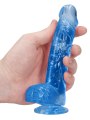 Modré realistické dildo s varlaty a přísavkou RealRock 6" (SHOTS)