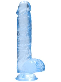 Modré realistické dildo s varlaty a přísavkou RealRock 6" (SHOTS)