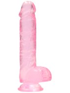 Realistická dilda: Růžové realistické dildo s varlaty a přísavkou RealRock 6" (SHOTS)