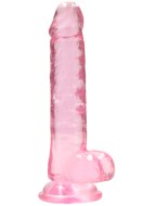 Realistická dilda: Růžové realistické dildo s varlaty a přísavkou RealRock 7" (SHOTS)