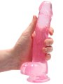 Růžové realistické dildo s varlaty a přísavkou RealRock 8" (SHOTS)