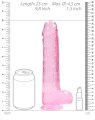 Růžové realistické dildo s varlaty a přísavkou RealRock 9" (SHOTS)