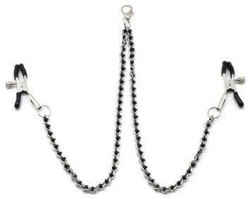 Svorky na bradavky s řetízkem Black Beads (Liebe Seele)