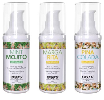 Set hřejivých intimních masážních olejů Let's Celebrate! - 3x 30 ml (Exsens)