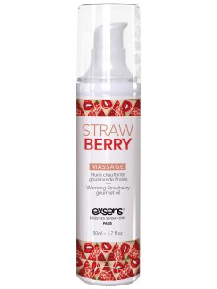 Hřejivý intimní masážní olej Strawberry - 50 ml (Exsens)