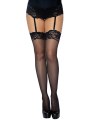 Černé nylonové punčochy s krajkovým lemem (Leg Avenue)