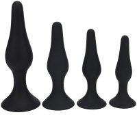Základní anální kolíky: Set silikonových análních kolíků s přísavkou - 4 ks (Levelz)