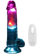 Realistické vibrátory ve tvaru penisu: Svítící realistický vibrátor s přísavkou 7" - 17 cm (RealRock)