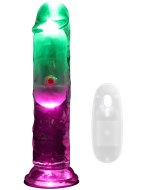 Realistické vibrátory ve tvaru penisu: Svítící realistický vibrátor s přísavkou 6" - 15 cm (RealRock)